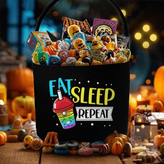 Eat Sleep Boba Tea Repeat Bubble Tea Lover Drinker Fabric Baskets