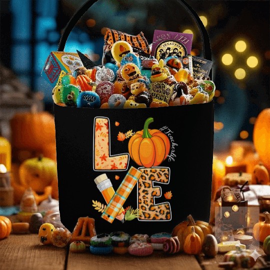 Love Teacher Life Happy Fall Y'all Autumn Teacher Fabric Baskets