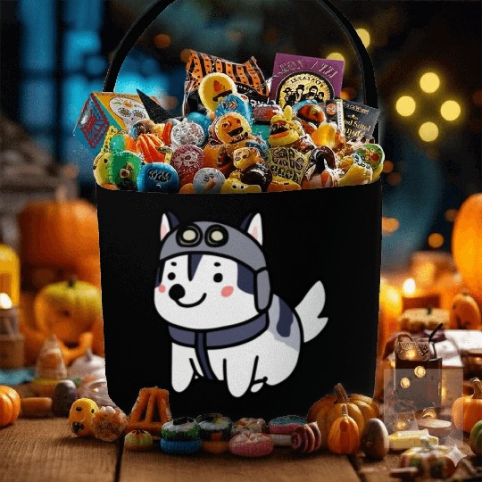 Husky Pilot Dog Lover Malamute Fabric Baskets