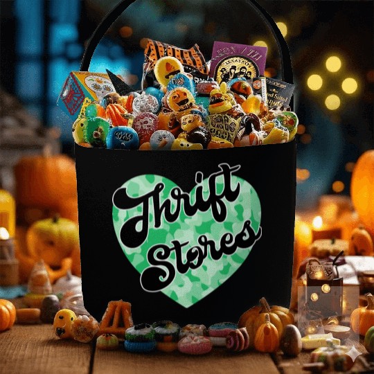 Thrift Stores green camo heart Fabric Baskets