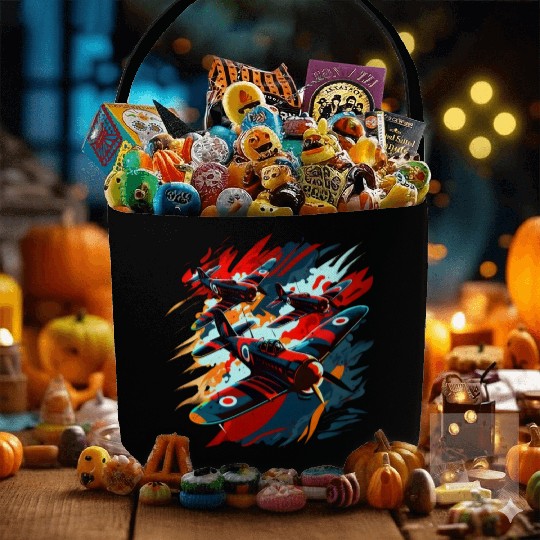 Spitfire Airplane Vintage Pilot Aviator Military Fabric Baskets