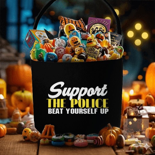 support the police beat yourself up Fabric Baskets