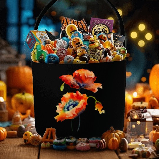 RED POPPIES Fabric Baskets, WATERCOLOR RED POPPIES TOP