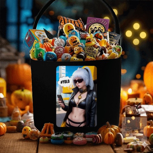 Cyberpunk Waifu Influencer Design 2 Fabric Baskets