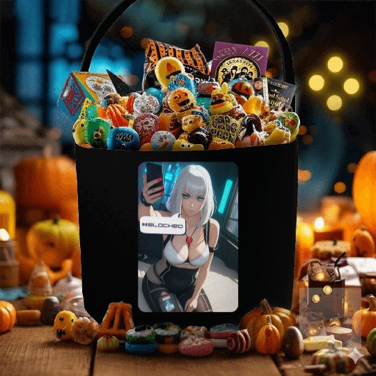 Cyberpunk Waifu Influencer Design 1 Fabric Baskets