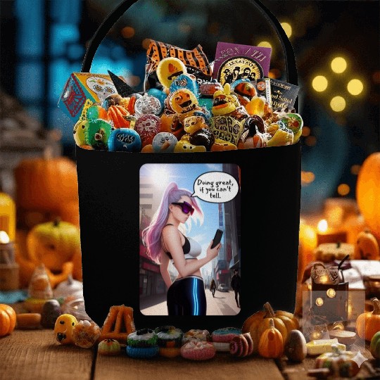 Cyberpunk Waifu Influencer Design 7 Fabric Baskets