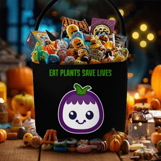 Vegan, eat plants save lives Fabric Baskets
