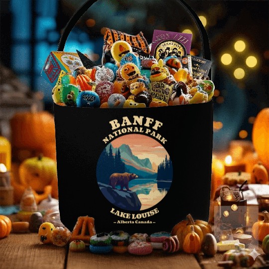 Vintage Retro Canadian Banff National Park Fabric Baskets