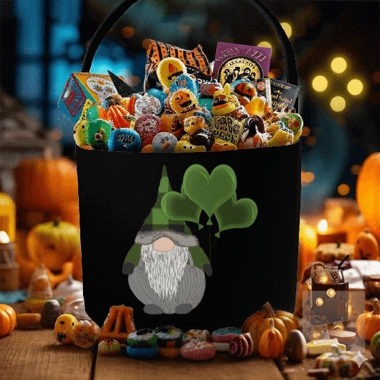 Irish Gnome St Patricks Day Heart Balloons Fabric Baskets