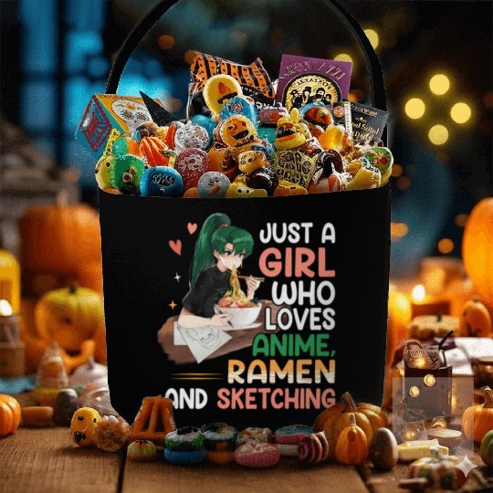 Just A Who Loves Anime Ramen etchingnager Fabric Baskets