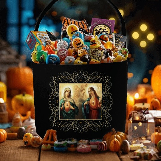 Sacred Heart and Immaculate Heart Picture Jesus an Fabric Baskets