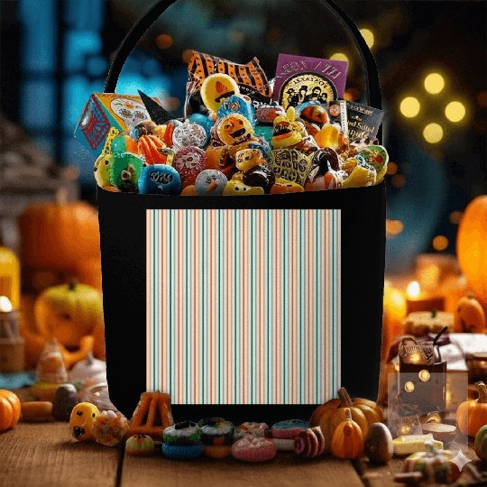 Orange Teal Stripes Fabric Baskets