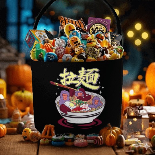 Japanese monkeys in a ramen hot spring Fabric Baskets