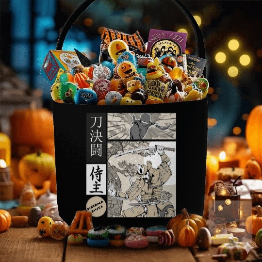 Katana Samurai Vs Ninja Warrior Comic Strip style Fabric Baskets