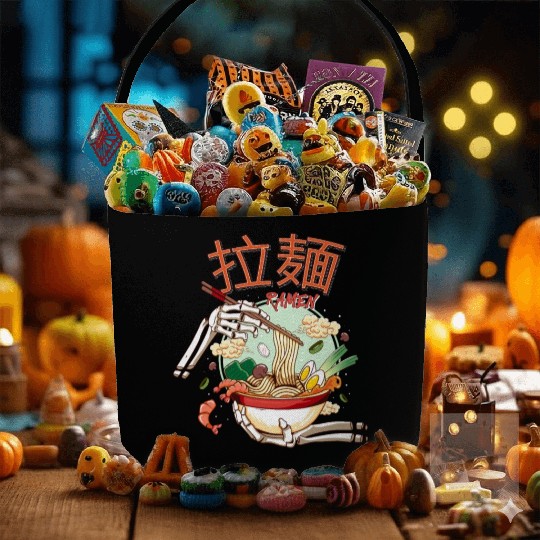 skeleton hands eating ramen noodle soup bowl art Fabric Baskets
