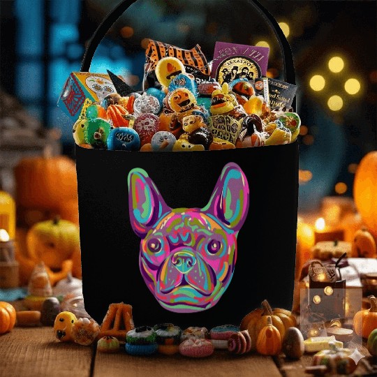French Bulldog Frenchie head Pop art style Fabric Baskets