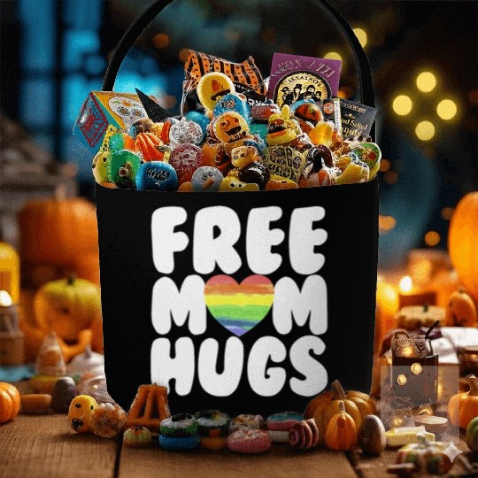 Free Mom Hugs LGBTQ Plus Rainbow Heart Free Hugs Fabric Baskets