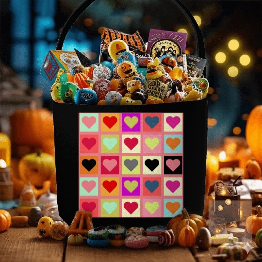 Colorful Retro Vintage Checkered Heart Y2K Pattern Fabric Baskets