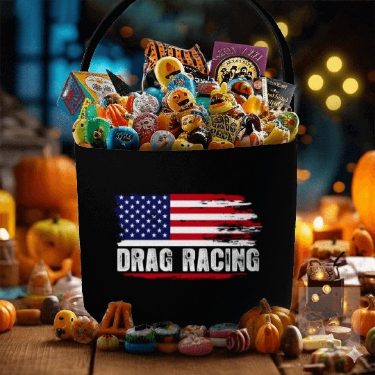 Drag Racing American USA Flag Fabric Baskets