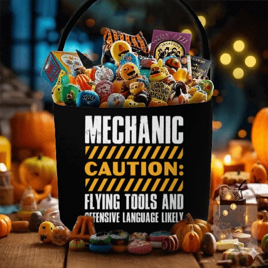 Mechanic Caution Flying Tools & Offensive Language Fabric Baskets