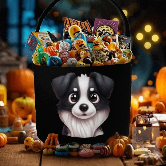 Intelligent Border Collie Portrait Fabric Baskets