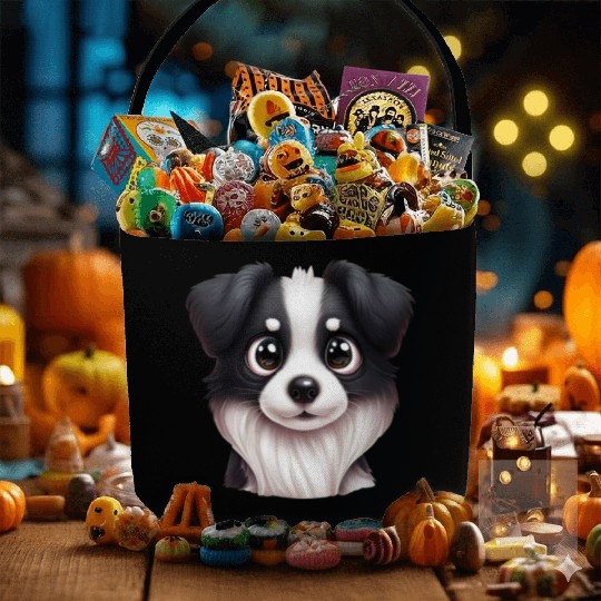 Intelligent Border Collie Portrait Fabric Baskets