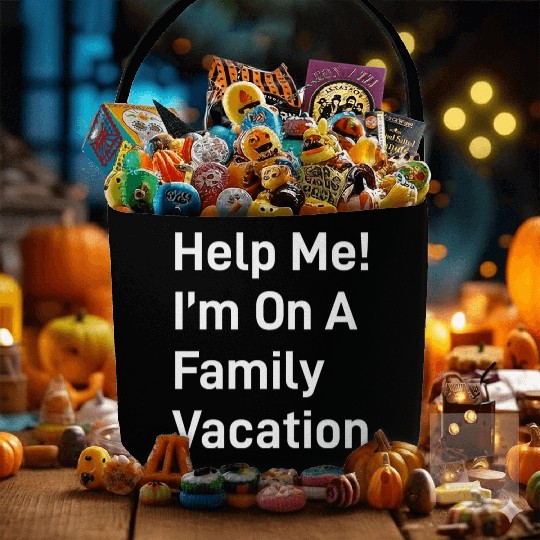 Help Me I M On A Family Vacation green Fabric Baskets