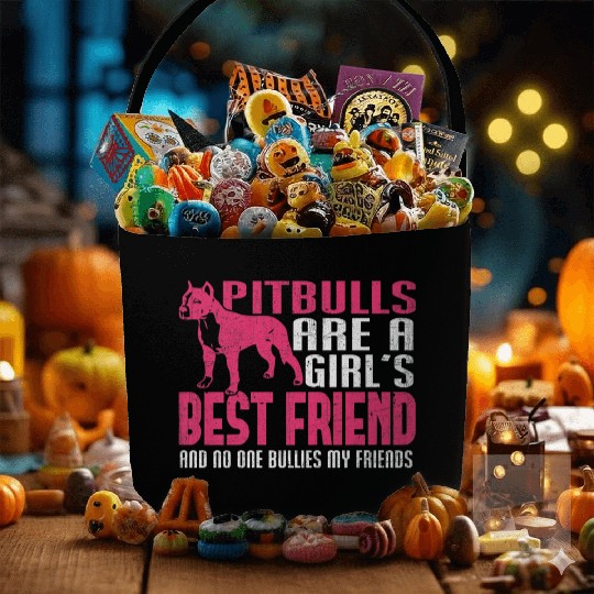 Pitbull Girls Best Friend No One Bullies Friends Fabric Baskets