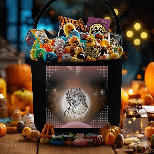 Sacred Jesus with Crown of Thorns Illustration Fabric Baskets