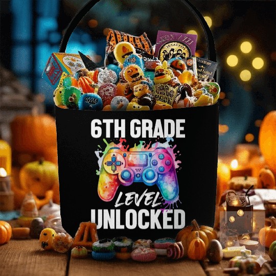 6th Grade Level Unlocked Back to School Video Game Fabric Baskets