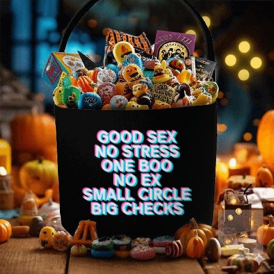 No Stress One Boo No Ex Back Print Rap Saying Fabric Baskets