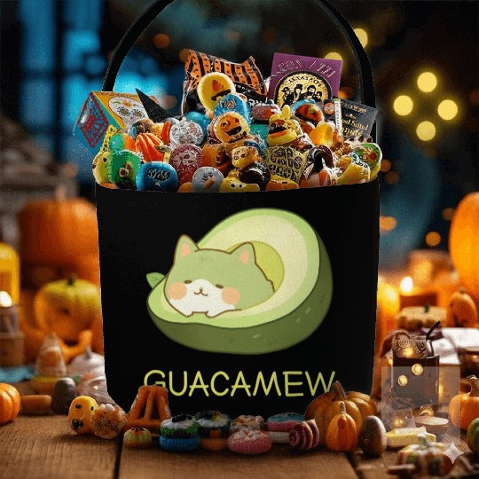Guacamew Funny Avocado Kawaii Cat Lover Fabric Baskets