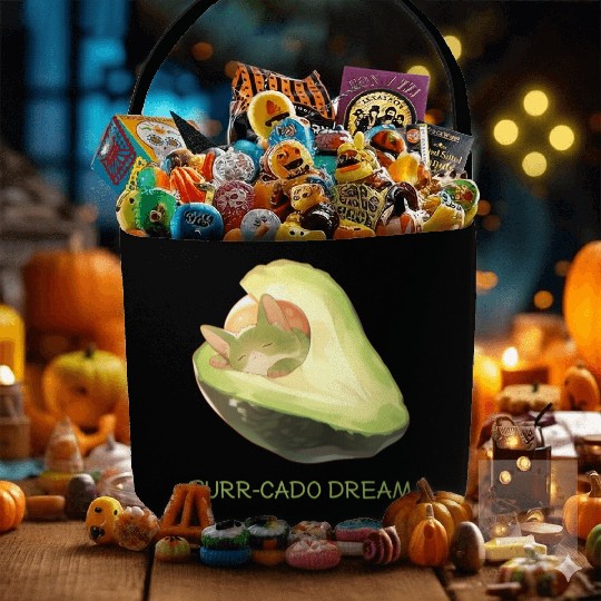 Purr-Cado Dream Funny Avocado Kawaii Cat Lover Fabric Baskets