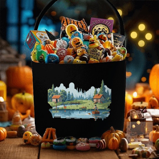 Fisherman Nature 8-bit style Fabric Baskets