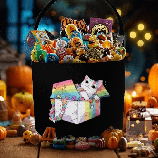 Rainbow Cat Lover Cute Kitty Animal LGBT Community Fabric Baskets