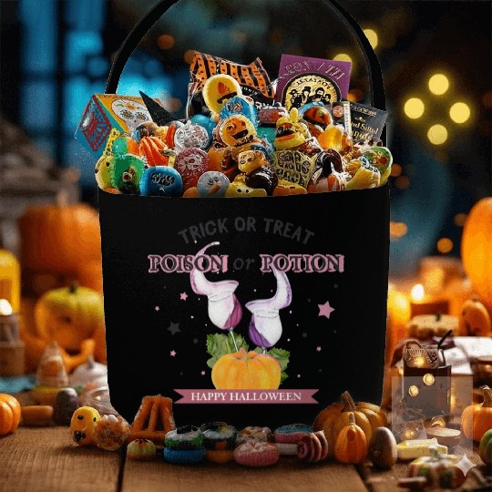 Happy Halloween Trick or Treat Poison or Potion Fabric Baskets