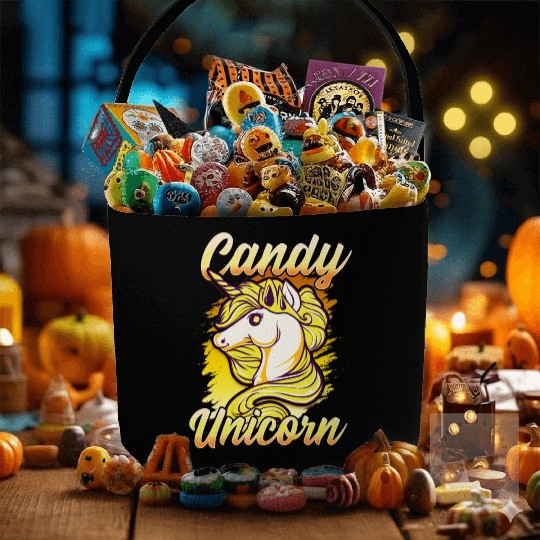 Candy Corn Unicorn Halloween Funny Candy Unicorn Fabric Baskets