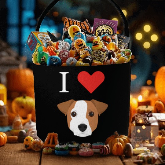 I Love My Jack Russell Dog Fabric Baskets