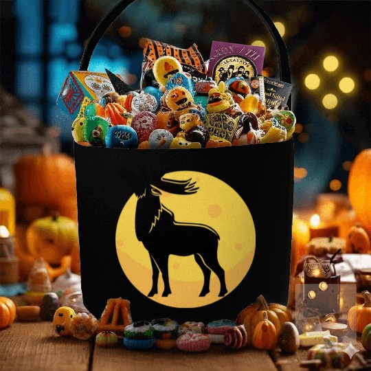 moose elk deer in the moon light Fabric Baskets