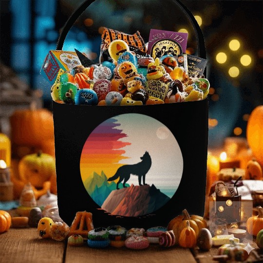 LGBTQIA+ Majestic wolf on the mountain top Fabric Baskets