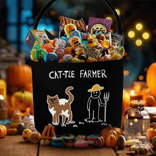 Cattle Cat Farmer (White) Fabric Baskets