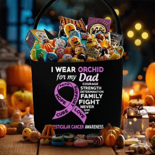 I Wear Orchid For My Dad Testicular Cancer Fabric Baskets
