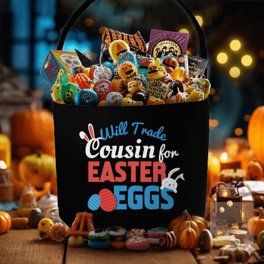 Will Trade Cousin Happy Easter Bunny Ears Eggs Hun Fabric Baskets