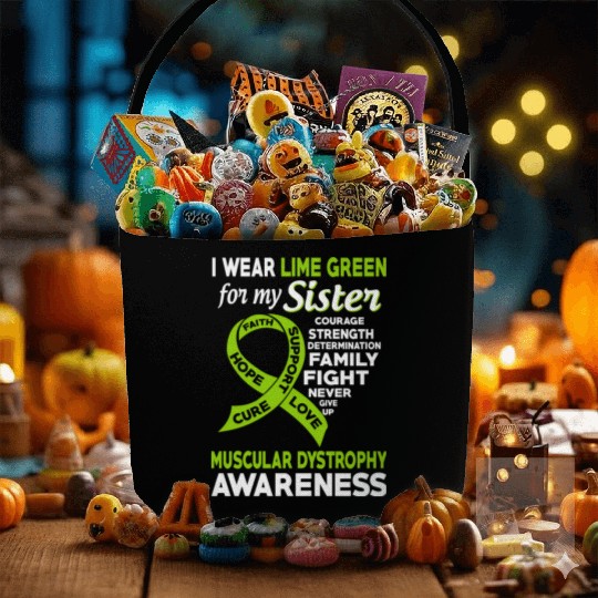 I Wear Lime Green For My Sister Muscular Dystrophy Fabric Baskets