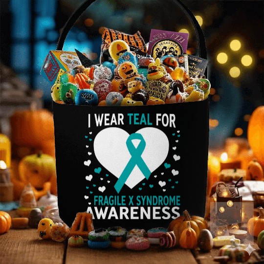 I Wear Teal For Support Fragile X Syndrome Fabric Baskets