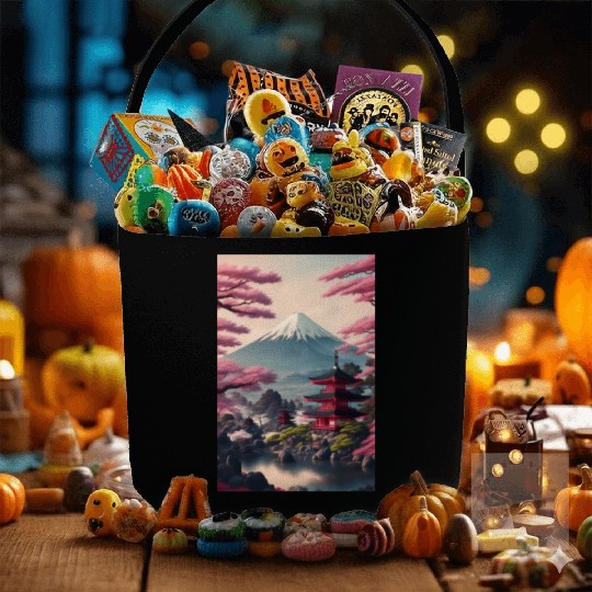 Asia Landscape Serene Mount Fuji Fabric Baskets