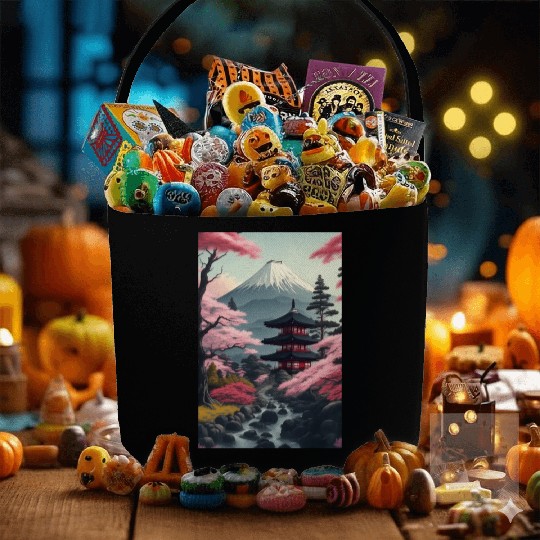 Asia Landscape Serene Mount Fuji Fabric Baskets