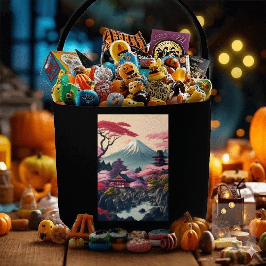 Asia Landscape Serene Mount Fuji Fabric Baskets