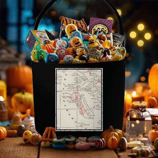 Vintage Andros Island Bahamas Map Fabric Baskets