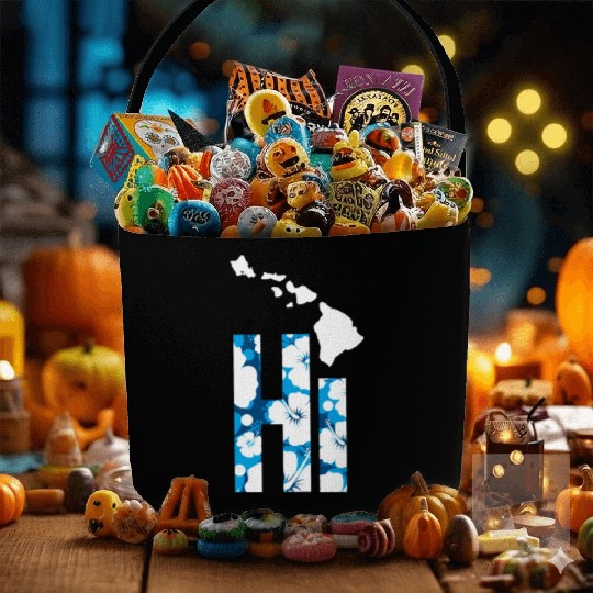 Hawaii Hi Hibiscus Blues Fabric Baskets